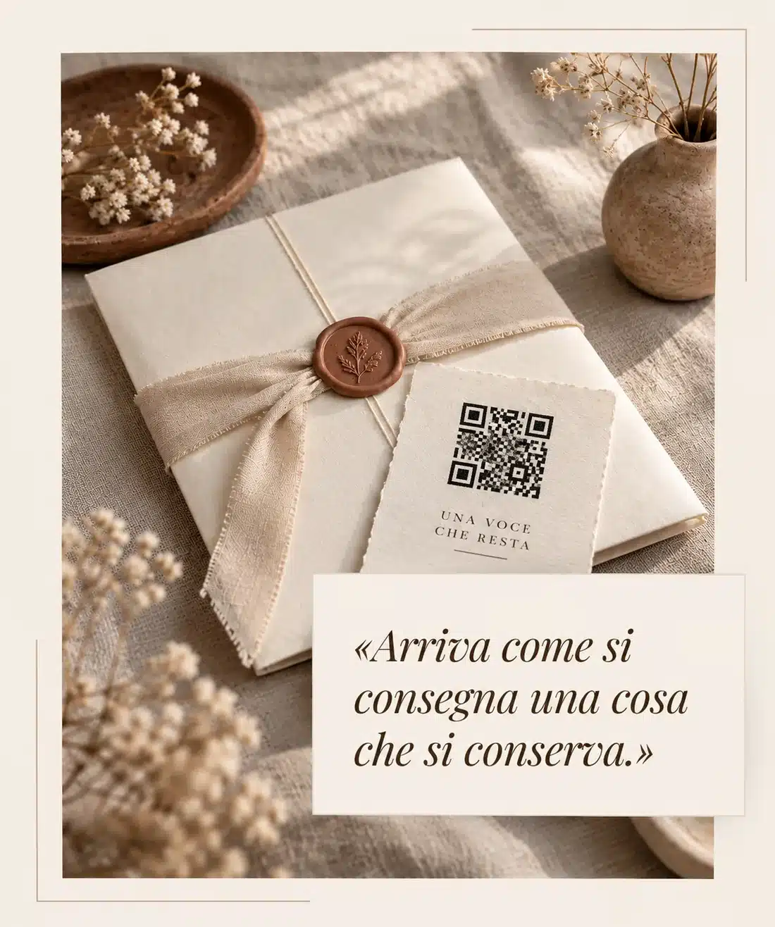 Busta con sigillo e cartoncino con QR code